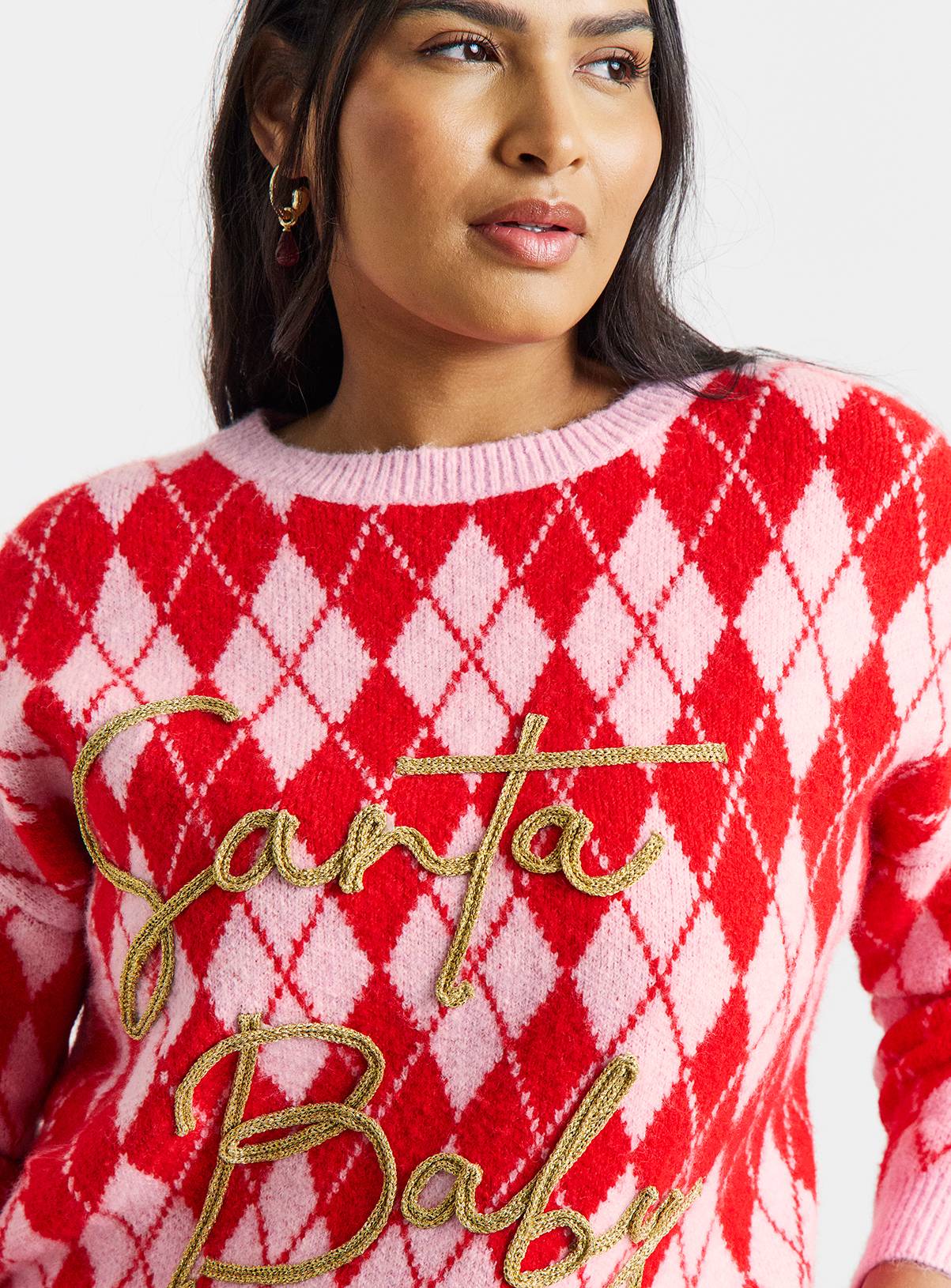 SIMPLY BE Santa Baby Argyle Christmas Jumper 28-30 - Image 4